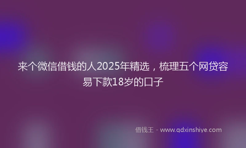 来个微信借钱的人2025年精选，梳理五个网贷容易下款18岁的口子