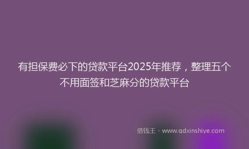 有担保费必下的贷款平台2025年推荐，整理五个不用面签和芝麻分的贷款平台