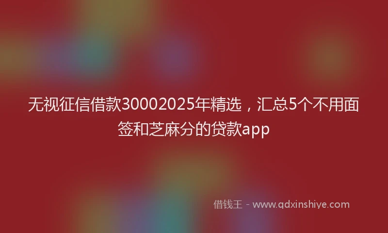 无视征信借款30002025年精选，汇总5个不用面签和芝麻分的贷款app