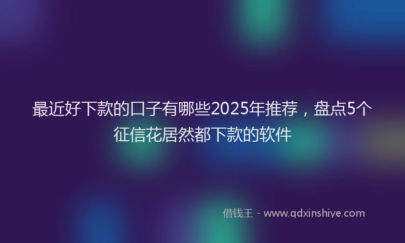 最近好下款的口子有哪些2025年推荐，盘点5个征信花居然都下款的软件