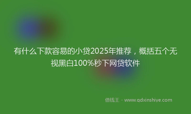 有什么下款容易的小贷2025年推荐，概括五个无视黑白100%秒下网贷软件