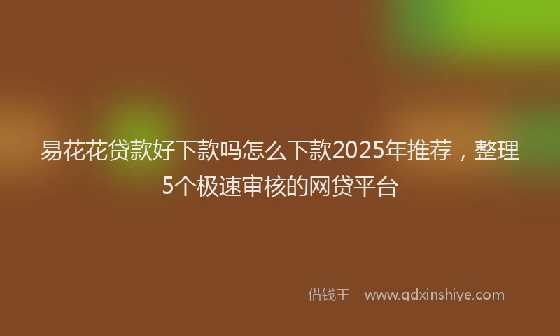 易花花贷款好下款吗怎么下款2025年推荐，整理5个极速审核的网贷平台
