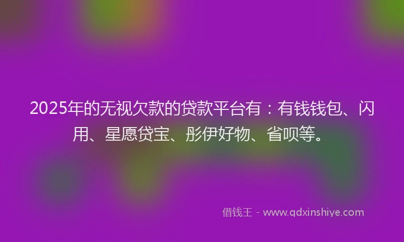 2025年的无视欠款的贷款平台有：有钱钱包、闪用、星愿贷宝、彤伊好物、省呗等。