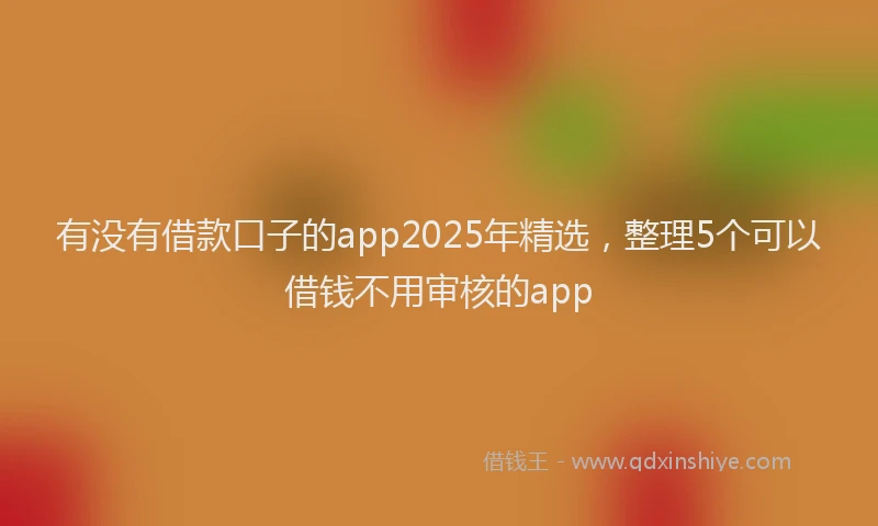 有没有借款口子的app2025年精选，整理5个可以借钱不用审核的app