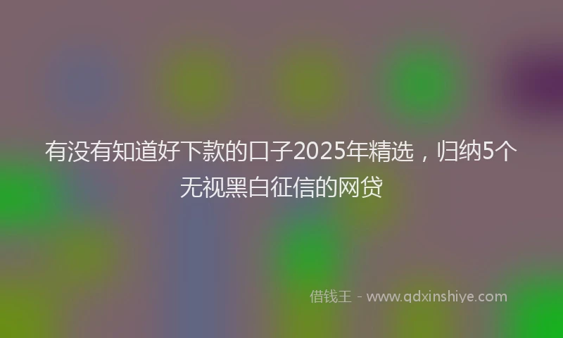 有没有知道好下款的口子2025年精选，归纳5个无视黑白征信的网贷