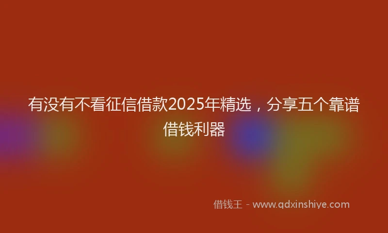 有没有不看征信借款2025年精选，分享五个靠谱借钱利器
