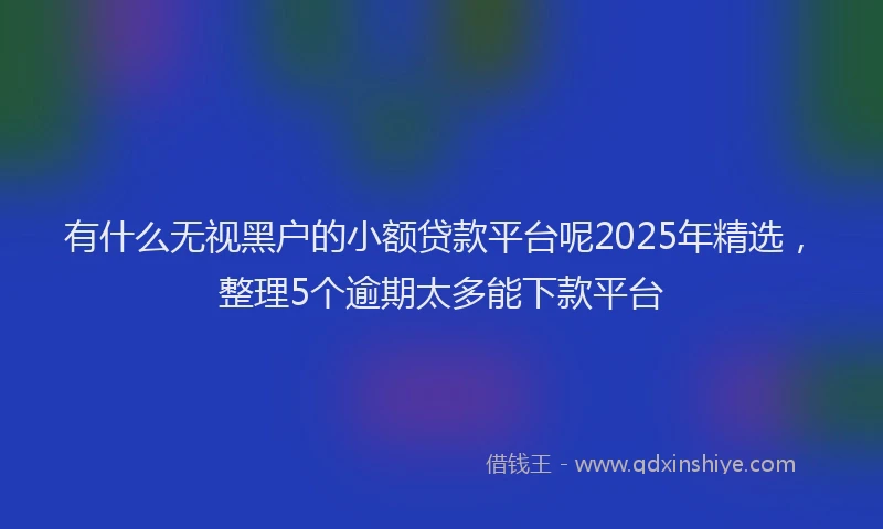 有什么无视黑户的小额贷款平台呢2025年精选，整理5个逾期太多能下款平台