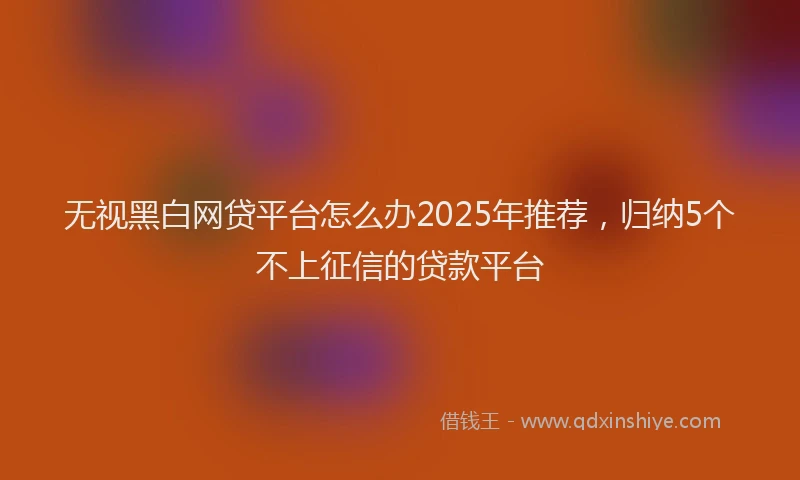 无视黑白网贷平台怎么办2025年推荐，归纳5个不上征信的贷款平台