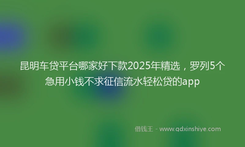 昆明车贷平台哪家好下款2025年精选，罗列5个急用小钱不求征信流水轻松贷的app