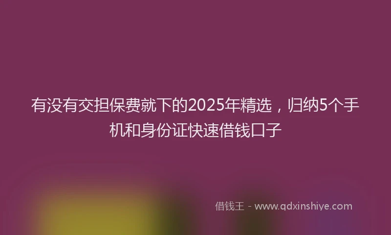 有没有交担保费就下的2025年精选，归纳5个手机和身份证快速借钱口子