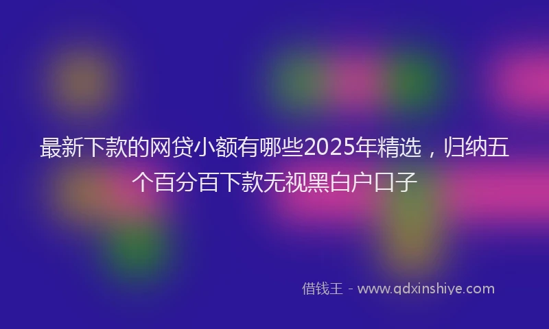 最新下款的网贷小额有哪些2025年精选，归纳五个百分百下款无视黑白户口子