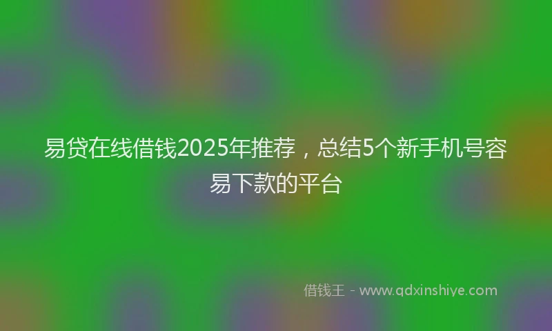 易贷在线借钱2025年推荐，总结5个新手机号容易下款的平台