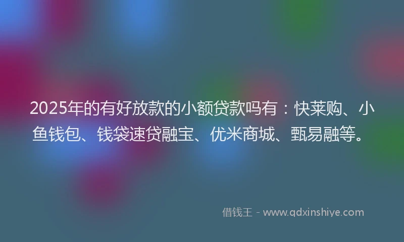 2025年的有好放款的小额贷款吗有：快莱购、小鱼钱包、钱袋速贷融宝、优米商城、甄易融等。
