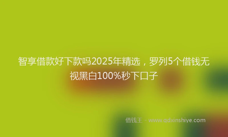 智享借款好下款吗2025年精选，罗列5个借钱无视黑白100%秒下口子