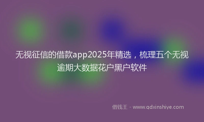 无视征信的借款app2025年精选，梳理五个无视逾期大数据花户黑户软件