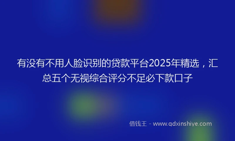 有没有不用人脸识别的贷款平台2025年精选，汇总五个无视综合评分不足必下款口子