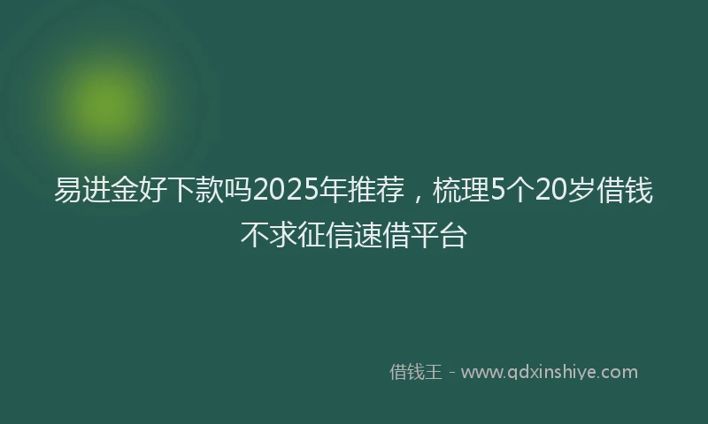 易进金好下款吗2025年推荐，梳理5个20岁借钱不求征信速借平台
