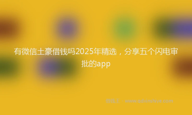 有微信土豪借钱吗2025年精选，分享五个闪电审批的app