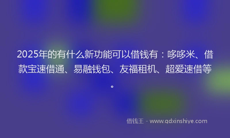 2025年的有什么新功能可以借钱有：哆哆米、借款宝速借通、易融钱包、友福租机、超爱速借等。