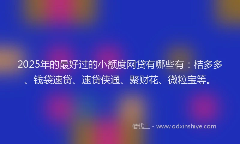 2025年的最好过的小额度网贷有哪些有：桔多多、钱袋速贷、速贷侠通、聚财花、微粒宝等。
