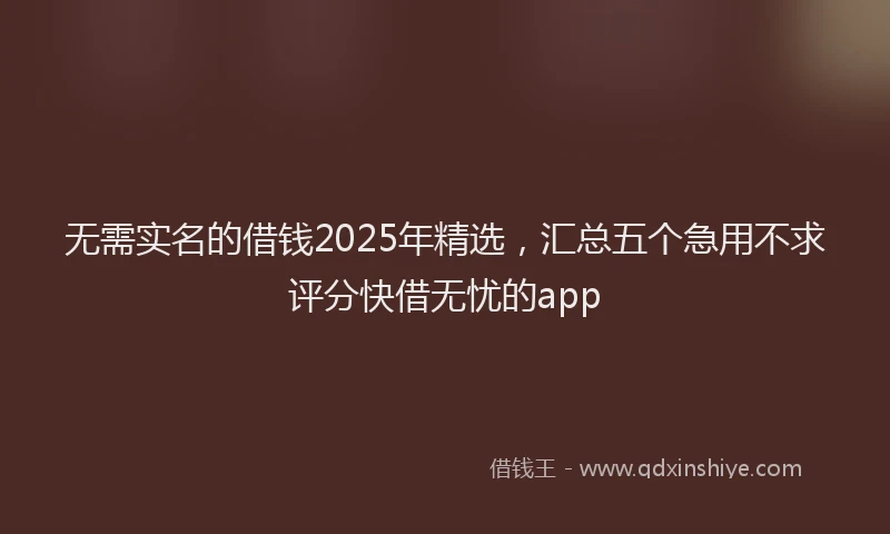 无需实名的借钱2025年精选，汇总五个急用不求评分快借无忧的app