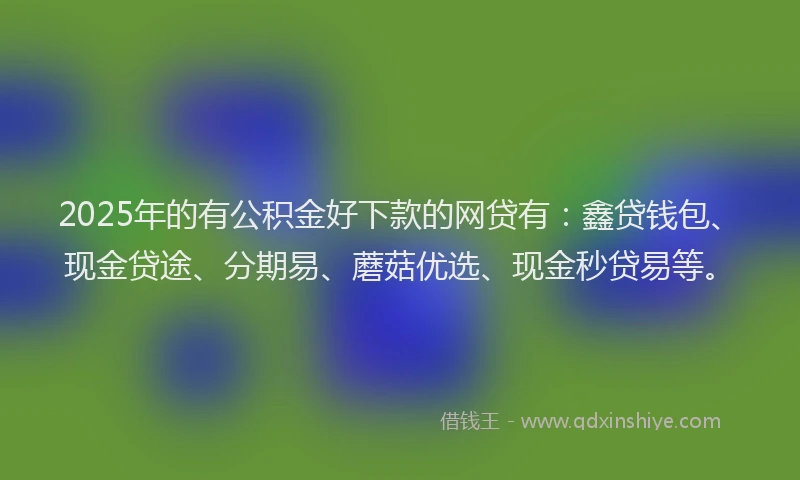 2025年的有公积金好下款的网贷有：鑫贷钱包、现金贷途、分期易、蘑菇优选、现金秒贷易等。