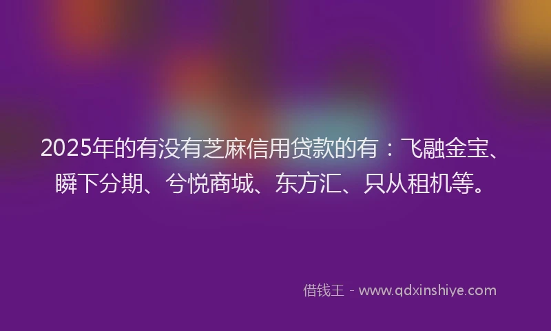 2025年的有没有芝麻信用贷款的有：飞融金宝、瞬下分期、兮悦商城、东方汇、只从租机等。