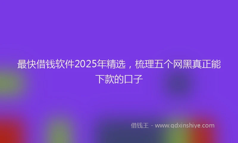 最快借钱软件2025年精选，梳理五个网黑真正能下款的口子