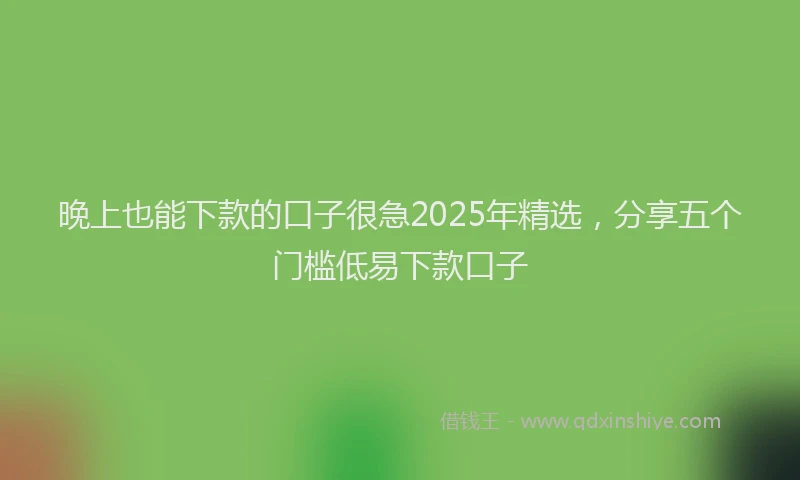 晚上也能下款的口子很急2025年精选，分享五个门槛低易下款口子