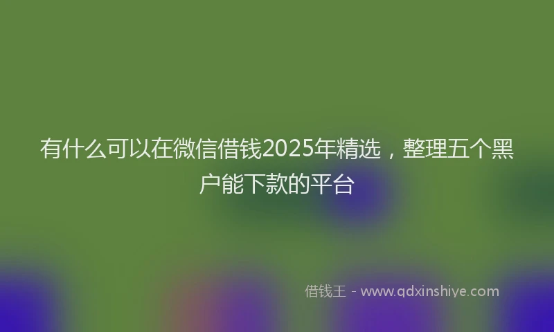 有什么可以在微信借钱2025年精选，整理五个黑户能下款的平台