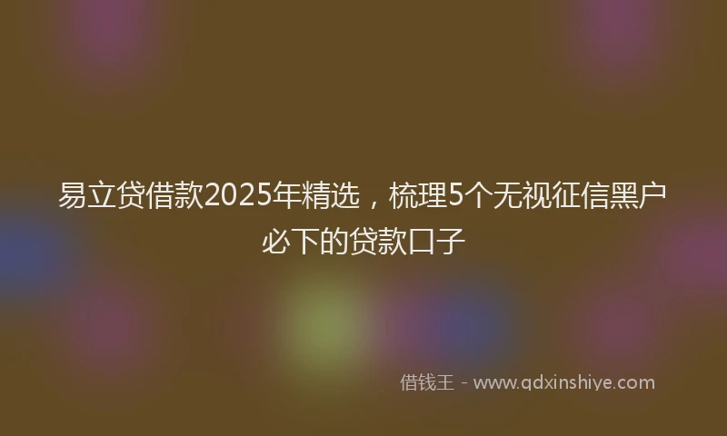 易立贷借款2025年精选，梳理5个无视征信黑户必下的贷款口子