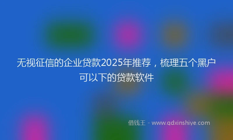 无视征信的企业贷款2025年推荐，梳理五个黑户可以下的贷款软件