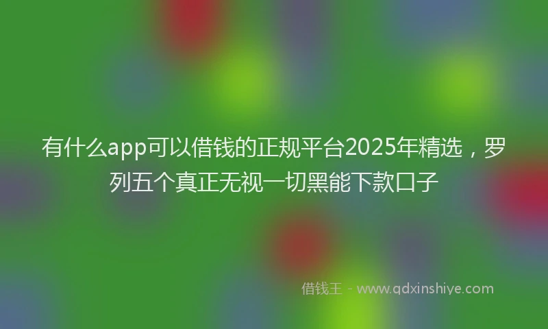 有什么app可以借钱的正规平台2025年精选，罗列五个真正无视一切黑能下款口子