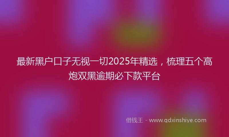 最新黑户口子无视一切2025年精选，梳理五个高炮双黑逾期必下款平台