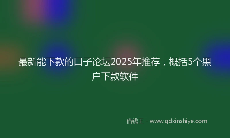 最新能下款的口子论坛2025年推荐，概括5个黑户下款软件