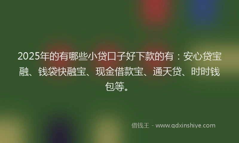 2025年的有哪些小贷口子好下款的有：安心贷宝融、钱袋快融宝、现金借款宝、通天贷、时时钱包等。