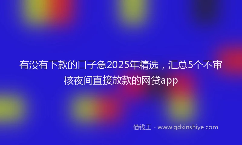 有没有下款的口子急2025年精选，汇总5个不审核夜间直接放款的网贷app