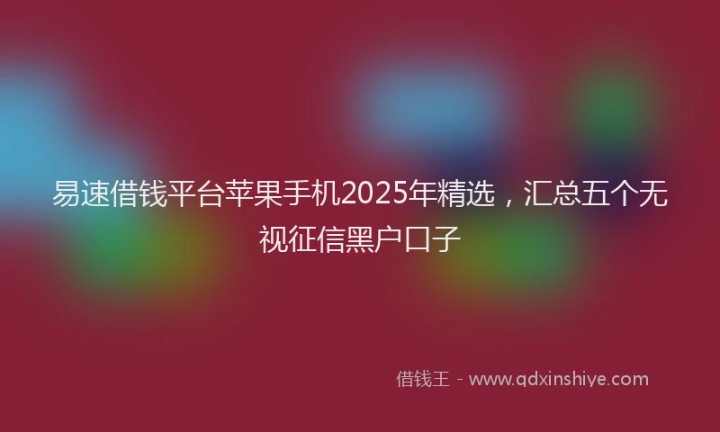 易速借钱平台苹果手机2025年精选，汇总五个无视征信黑户口子