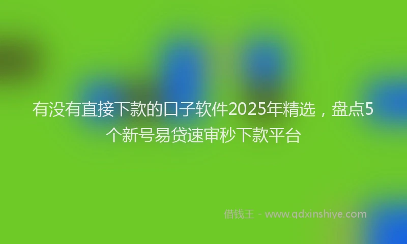 有没有直接下款的口子软件2025年精选，盘点5个新号易贷速审秒下款平台
