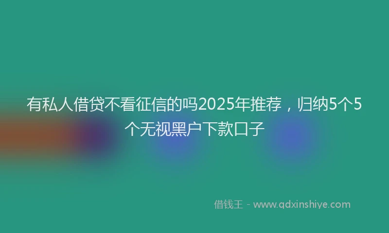 有私人借贷不看征信的吗2025年推荐，归纳5个5个无视黑户下款口子