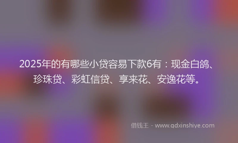 2025年的有哪些小贷容易下款6有：现金白鸽、珍珠贷、彩虹信贷、享来花、安逸花等。