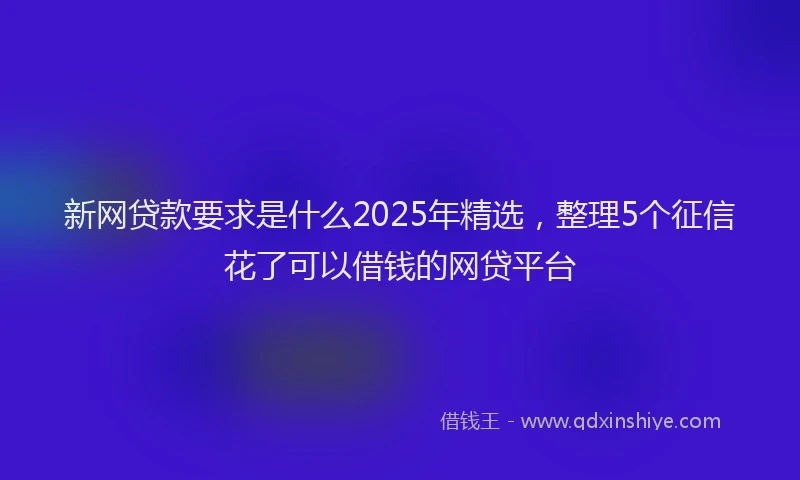 新网贷款要求是什么2025年精选，整理5个征信花了可以借钱的网贷平台
