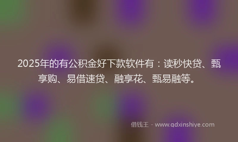 2025年的有公积金好下款软件有：读秒快贷、甄享购、易借速贷、融享花、甄易融等。