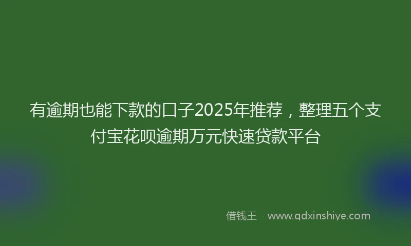 有逾期也能下款的口子2025年推荐，整理五个支付宝花呗逾期万元快速贷款平台