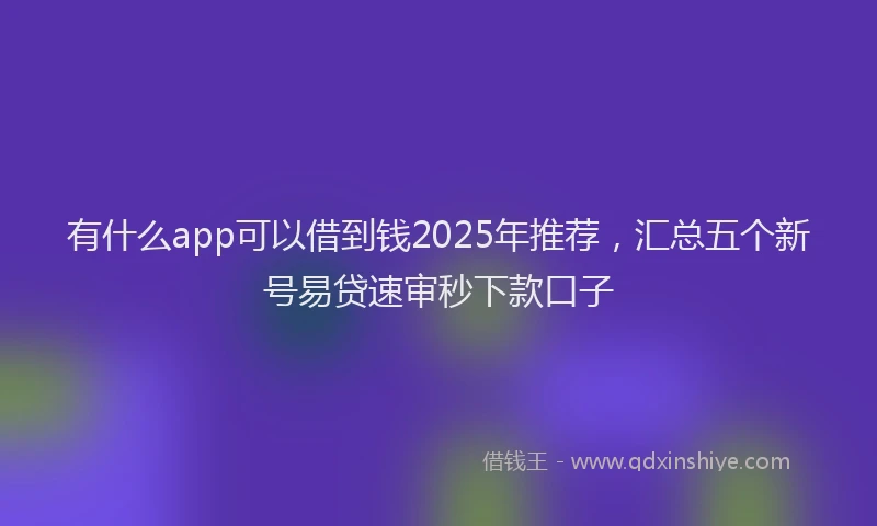 有什么app可以借到钱2025年推荐，汇总五个新号易贷速审秒下款口子