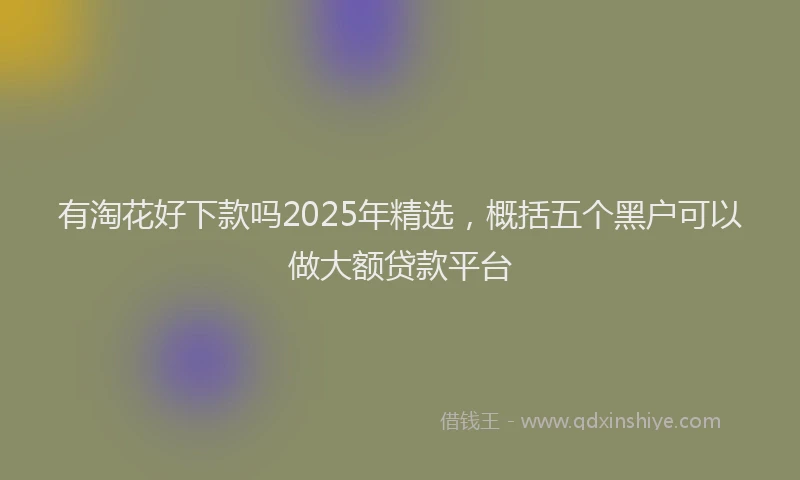有淘花好下款吗2025年精选，概括五个黑户可以做大额贷款平台