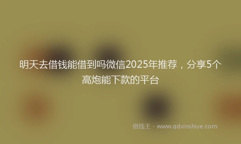 明天去借钱能借到吗微信2025年推荐，分享5个高炮能下款的平台