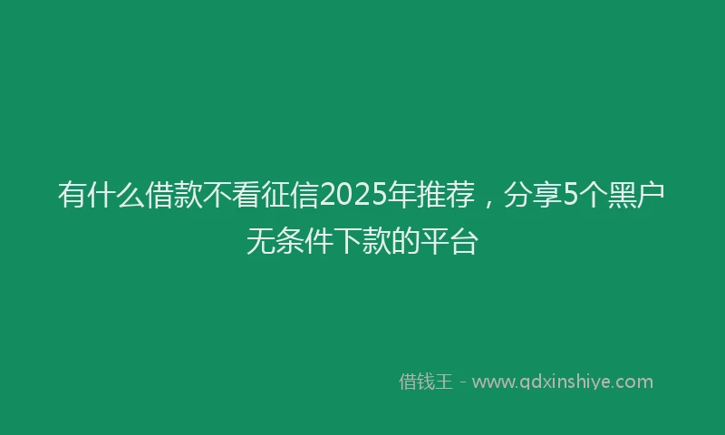 有什么借款不看征信2025年推荐，分享5个黑户无条件下款的平台