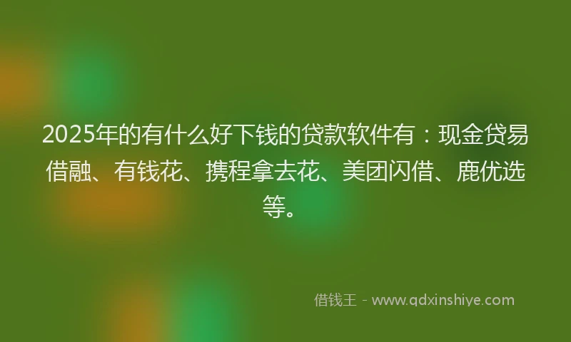 2025年的有什么好下钱的贷款软件有：现金贷易借融、有钱花、携程拿去花、美团闪借、鹿优选等。