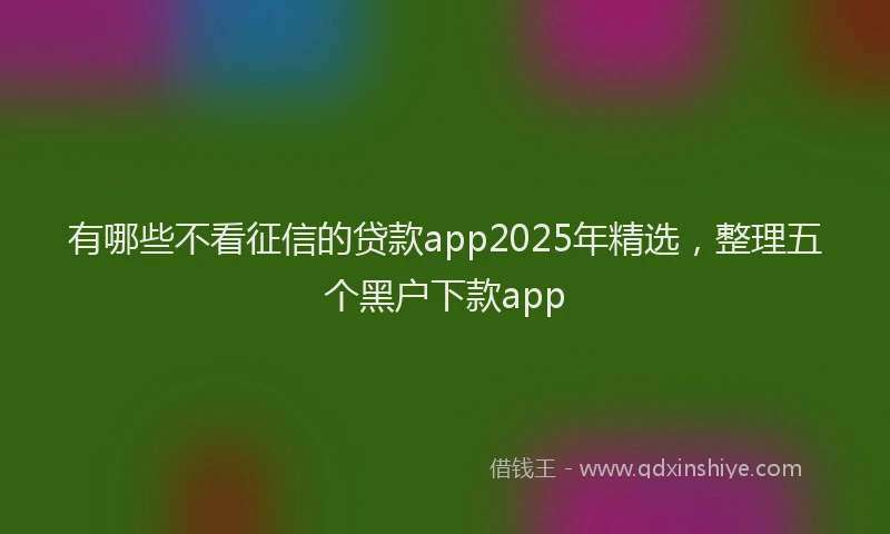 有哪些不看征信的贷款app2025年精选，整理五个黑户下款app